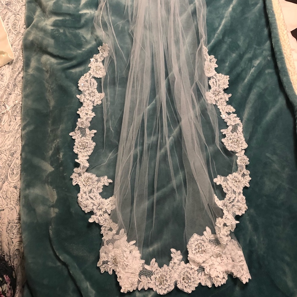 Beaded Laced Wedding Veil